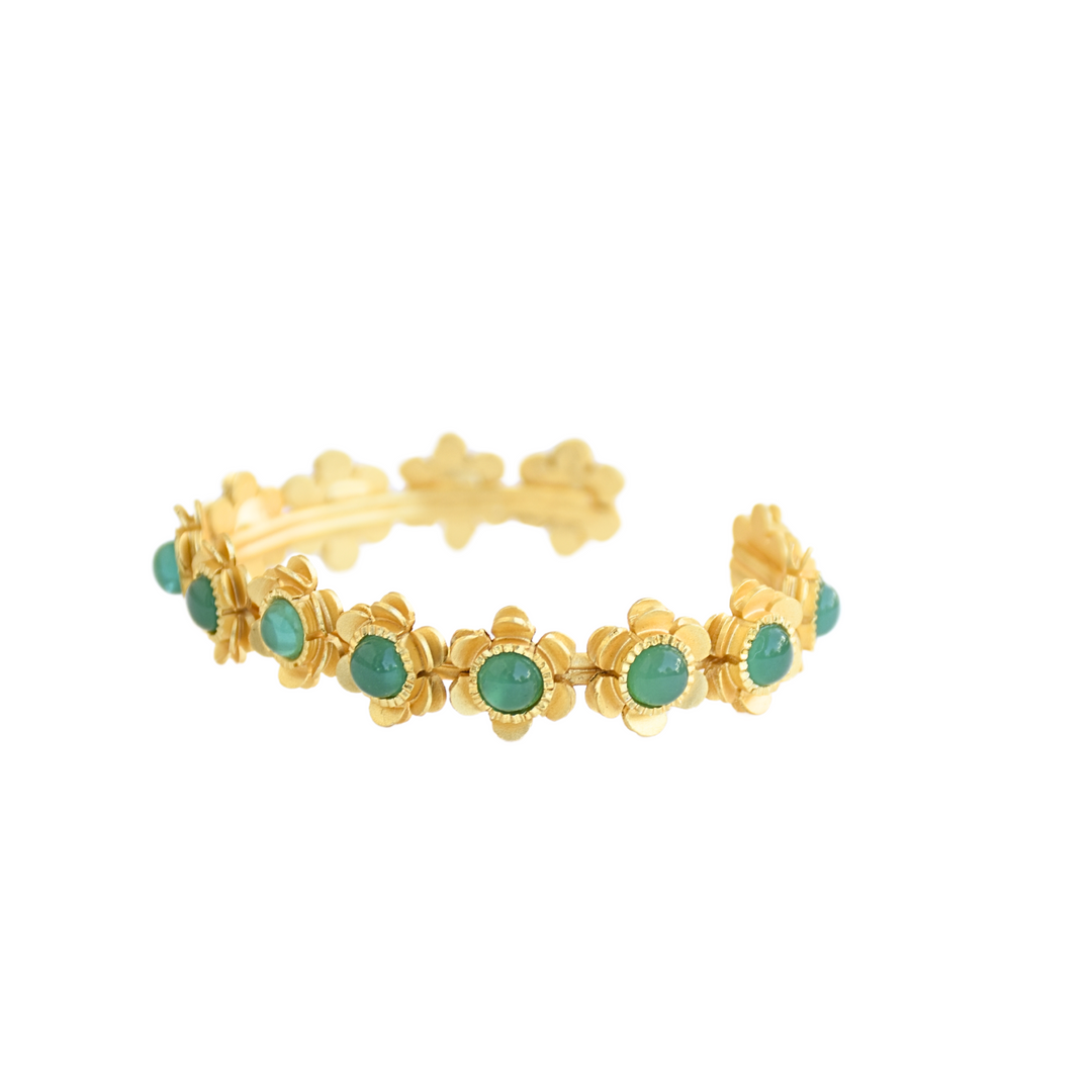 Green Onyx Flower Bangle