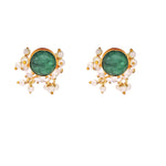 Load image into Gallery viewer, Office Auricka Green Jade Elegant Necklace Set with Corundum, Zircon and 18k gold plating