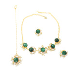 Load image into Gallery viewer, Gift Auricka Green Jade Elegant Necklace Set with Corundum, Zircon and 18k gold plating