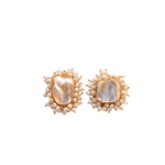 Load image into Gallery viewer, Gift Auricka Pearl Statement Earring Studs with Baroque Pearl and 18k gold plating