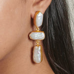 Load image into Gallery viewer, Modern Auricka Abstract Pearl Dangle Earrings with Pearl and 18k gold plating
