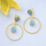 Load image into Gallery viewer, Modern Auricka Amazon Stone Thread Earring with Amazonite and 18k gold plating