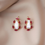 Load image into Gallery viewer, Classic pearl designer modern stud earrings gold plated fashion jewelry gift for her