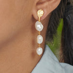 Load image into Gallery viewer, Modern Auricka Classic Pearl Dangler Earring with Pearl and 18k gold plating