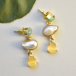 Load image into Gallery viewer, Modern Auricka Dainty Drop Earrings with Freshwater Pearl with Crystal and 18k gold plating