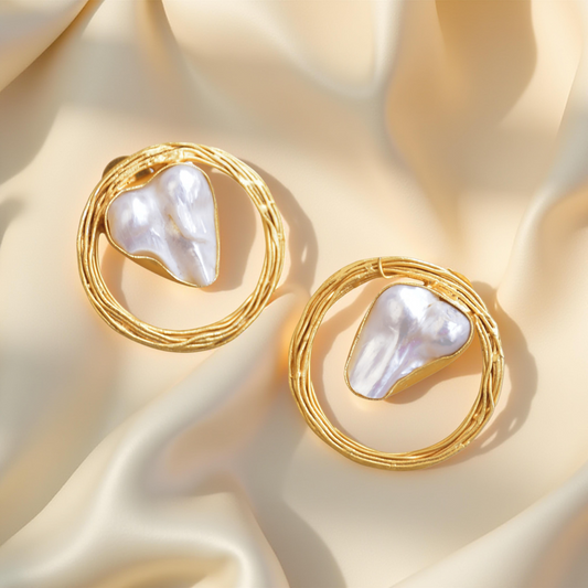 Vintage inspired classic baroque pearl studs for office vacation everyday purpose