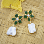 Load image into Gallery viewer, Modern Auricka Elegant Drop Dangle Pearl Earring with Crystals, Pearl and 18k gold plating