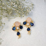 Load image into Gallery viewer, Modern Auricka Elegant Drop Rose Quartz Earring with Rose Quartz, Crystal, Pearls and 18k gold plating
