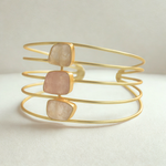 Load image into Gallery viewer, Elegant stylish pink gold plated unique statement bold brass bangle