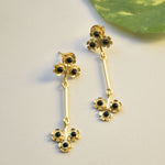 Load image into Gallery viewer, Modern Auricka Floral Long Earrings with Black Onyx and 18k gold plating
