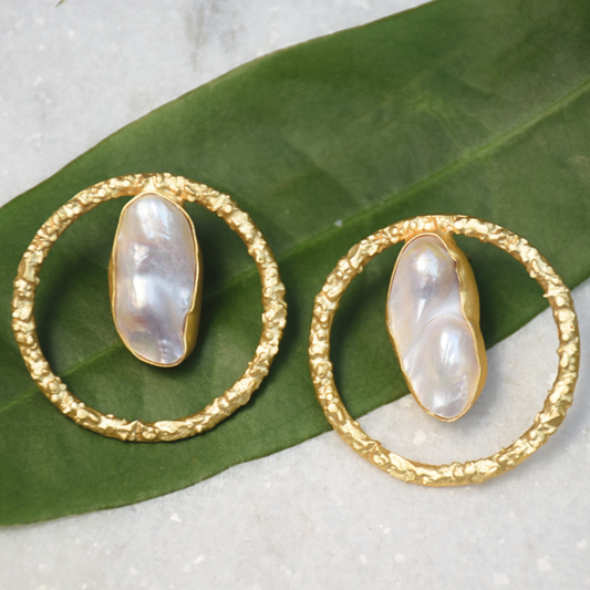 Boho inspired minimal everyday wear pearl earrings