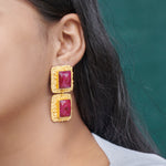 Load image into Gallery viewer, Modern Auricka Gold Plated Gemstone Earring with Corundum and 18k gold plating