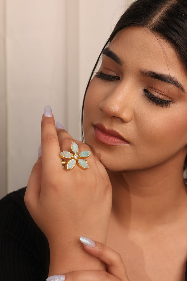 Floral Amazonite Ring