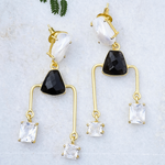 Load image into Gallery viewer, Modern Auricka Luxe Dangle Earrings with Crystals, Zircon, Smoky Quartz and 18k gold plating