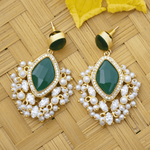 Load image into Gallery viewer, Sustainable gold plated hyoallergenic statement earrings