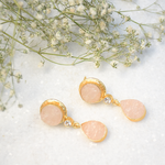 Load image into Gallery viewer, Dainty gold plated rose quartz earrings