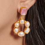 Load image into Gallery viewer, Modern Auricka Timeless Drop Earrings with Pearl, Crystal and 18k gold plating