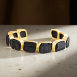 Load image into Gallery viewer, Modern Auricka Tourmaline Luxury Bangle with Black Tourmaline and 18k gold plating