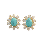Load image into Gallery viewer, Genz Auricka Turquoise handcrafted Studs with Turquoise, Zircon and 18k gold plating