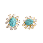 Load image into Gallery viewer, Gift Auricka Turquoise handcrafted Studs with Turquoise, Zircon and 18k gold plating