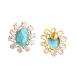 Load image into Gallery viewer, Office Auricka Turquoise handcrafted Studs with Turquoise, Zircon and 18k gold plating