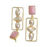 Load image into Gallery viewer, Abstract Gemstone Pearl Earring
