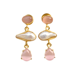 Load image into Gallery viewer, Gift Auricka Daisy Pearl Earrings with Freshwater Pearl and Crystal and 18k gold plating