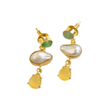 Load image into Gallery viewer, Office Auricka Dainty Drop Earrings with Freshwater Pearl with Crystal and 18k gold plating