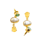 Load image into Gallery viewer, Gift Auricka Dainty Drop Earrings with Freshwater Pearl with Crystal and 18k gold plating
