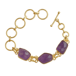 Load image into Gallery viewer, Amethyst Gold-Plated Bracelet
