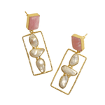 Load image into Gallery viewer, Abstract Gemstone Pearl Earring