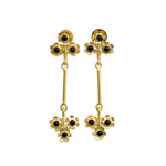 Load image into Gallery viewer, Gift Auricka Floral Long Earrings with Black Onyx and 18k gold plating