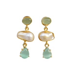 Load image into Gallery viewer, Gift Auricka Pearl Dangle Drop Earring with Baroque Pearl with Crystal and 18k gold plating