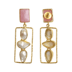 Load image into Gallery viewer, Abstract Gemstone Pearl Earring