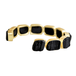 Load image into Gallery viewer, Office Auricka Tourmaline Luxury Bangle with Black Tourmaline and 18k gold plating