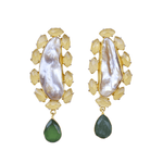 Load image into Gallery viewer, Lemon Quartz with Pearl Earrings