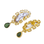 Load image into Gallery viewer, Lemon Quartz with Pearl Earrings