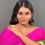 Load image into Gallery viewer, Natural Gemstone Pearl Ring &amp; Pearl Earrings With 18K Gold Plated
