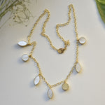 Load image into Gallery viewer, Luxe geometric abstract dangling charm minimal mother of pearl brass hypoallergenic antitarnish necklace chain
