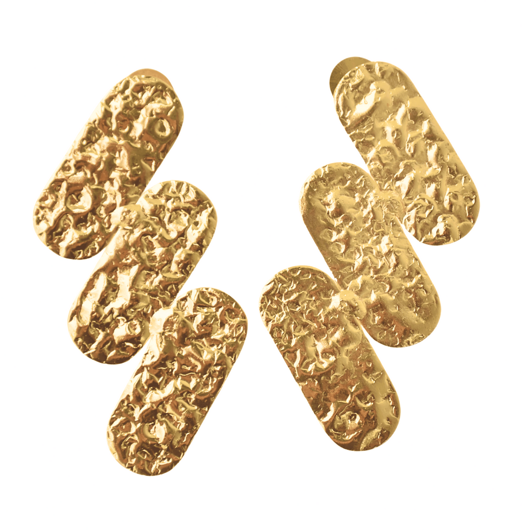Geometric abstract design modern brass lightweight anti tarnish hypoallergenic earring studs