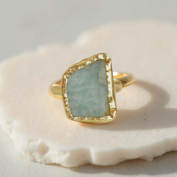 Bold modern easy to adjust amazonite ring