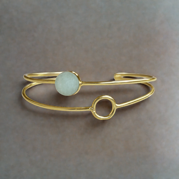 Sleek y2k inspired everyday semiprecious size adjustable handcrafted gift for her brass bangle 