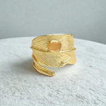 Load image into Gallery viewer, Natural crystal anti tarnish hypoallergenic gift for her party occasion festive designer vacation must have accessory brass ring
