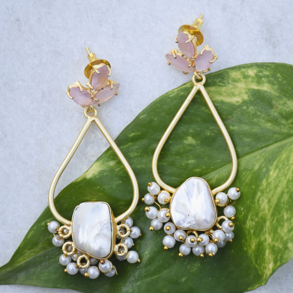 Designer baroque pearl lightweight earrings
