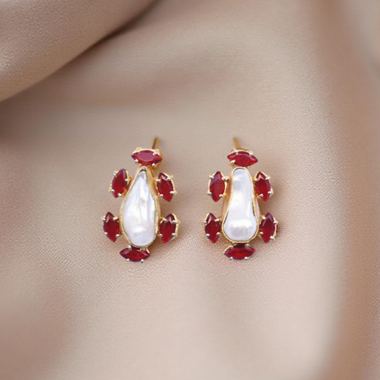 Classic pearl designer modern stud earrings gold plated fashion jewelry gift for her