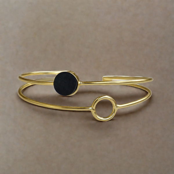 Natural gemstone great quality size adjustable lightweight easy to style gold plated handcuff bangle