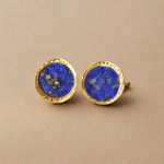Load image into Gallery viewer, Natural gemstone elegant birthday anniversary bridesmaid gift for her hypoallergenic anti tarnish gold plated brass stud earrings
