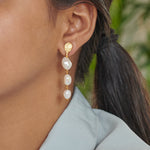 Load image into Gallery viewer, Vintage inspired classic natural pearl easy to style versatile anti tarnish brass earrings
