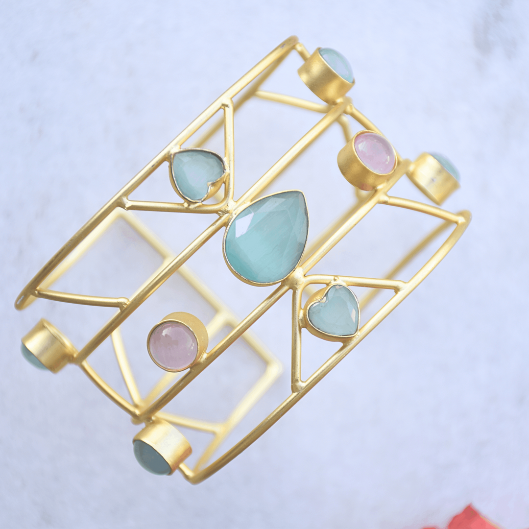 Modern playful multicolour adjustable crystal bangle 