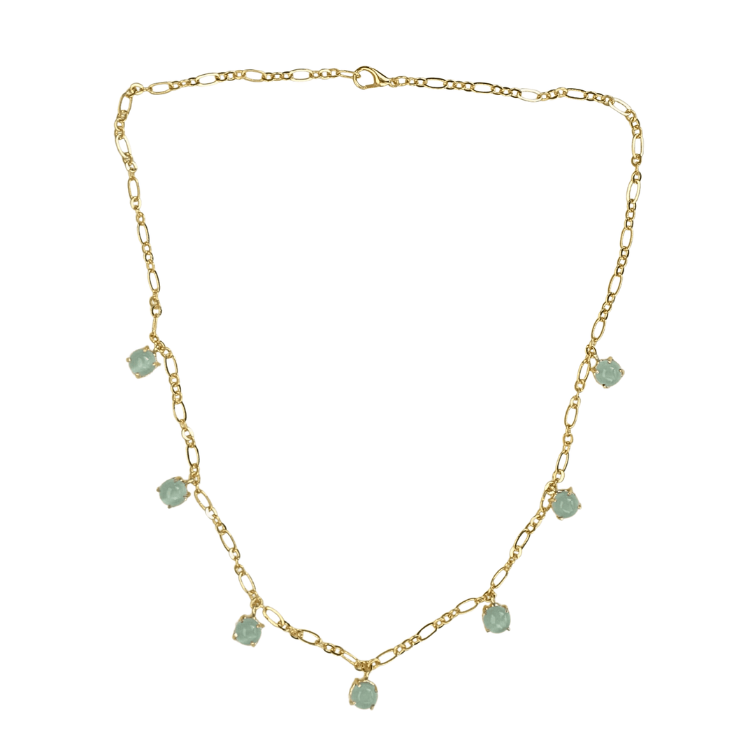 Everyday wear minimal charm dangling adjustable gift for her vacation anti tarnish gold plated hypoallergenic brass crystal chain